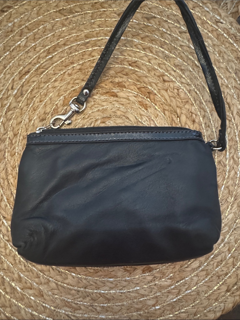 Perfect **Night Out** Coach Black Leather Wristlet with Silver Hardware and Logo - Picture 3 of 5